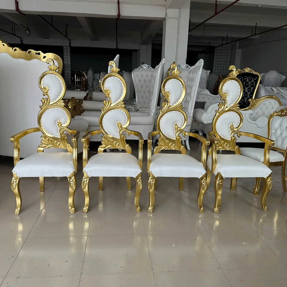 Good Selling Gold High Back King Queen Throne Chairs Luxury Wedding Royal For Bride And Groom