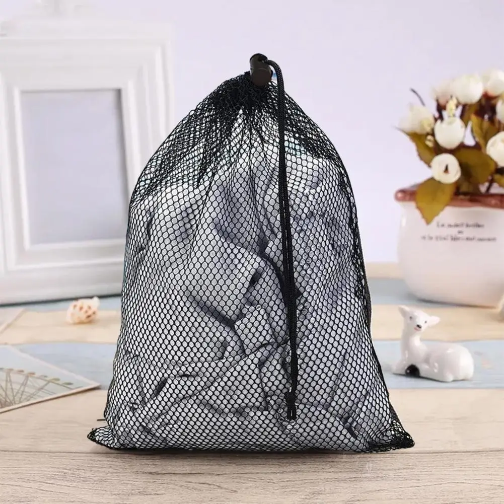 Drawstring Mesh Bag Golf Ball Storage Bag Large Capacity Quick Drying Foldable Lightweight Golf Ball Storage Nylon Net Bag