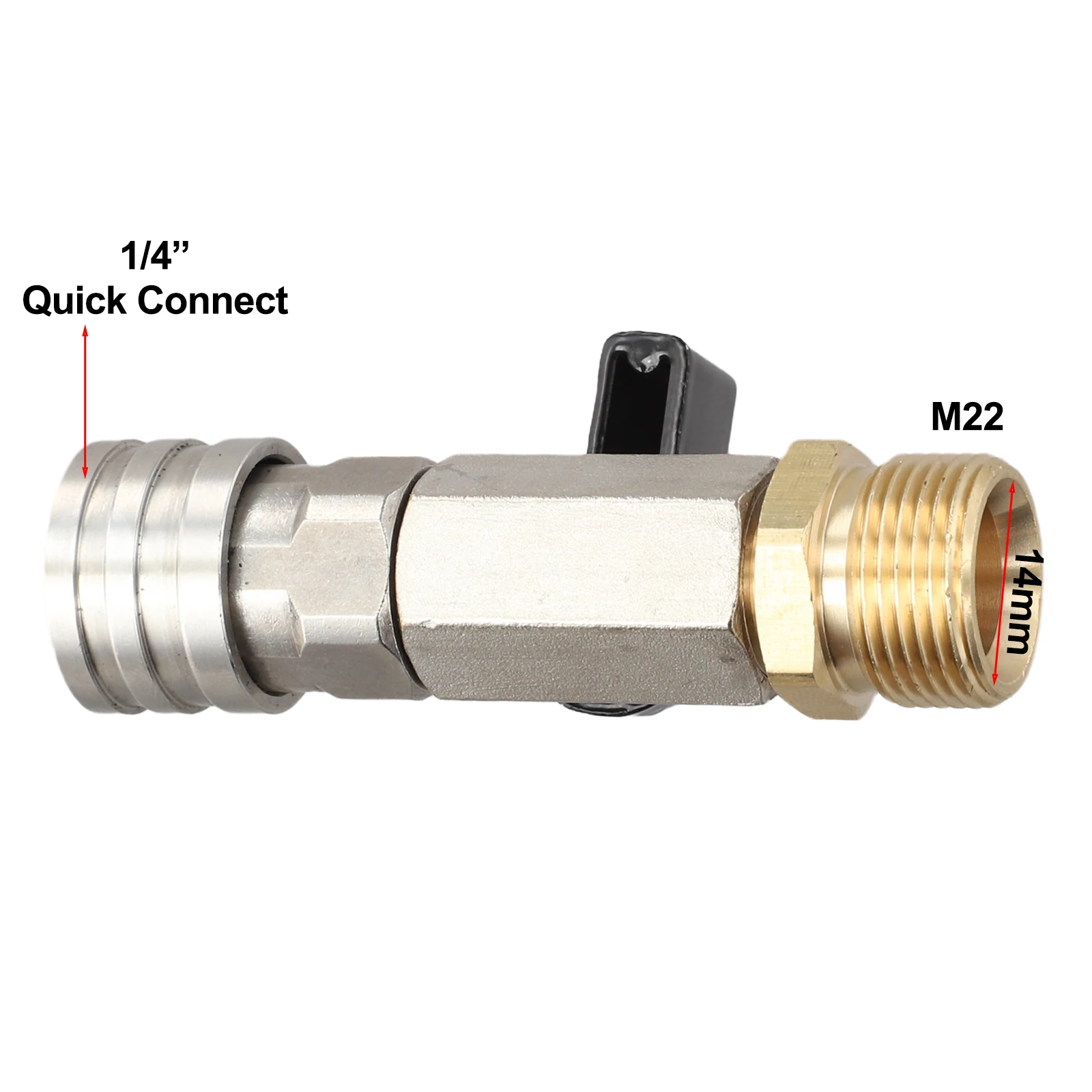Pressure Washer Ball Valve With M22-14 Interface And 1/4 Inch Quick Connect For Consistent High PSI Performance
