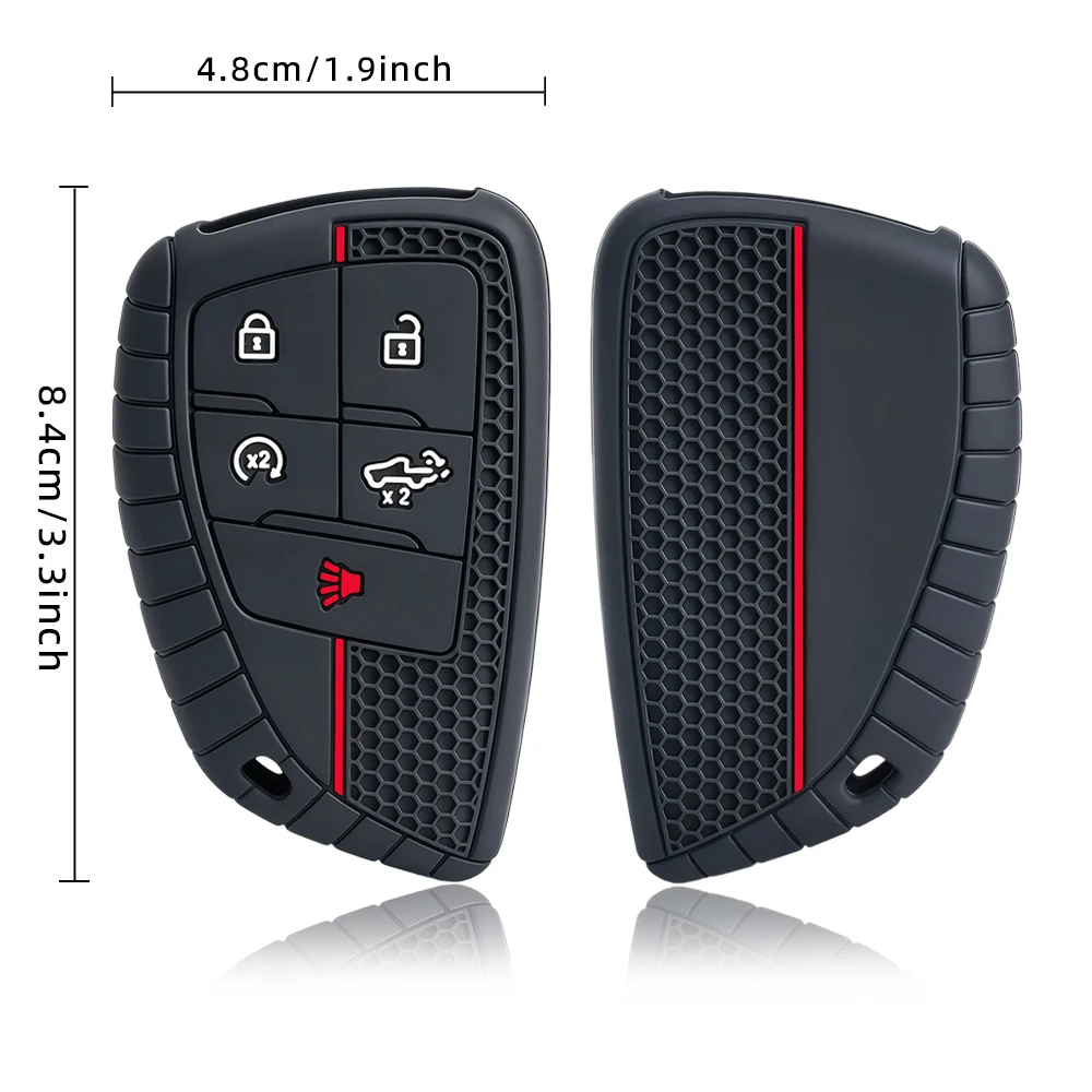For GMC Sierra Chevrolet Silverado 1500 2500HD 3500HD Silicone 5 Buttons Car Key Fob Ring Chain Cover Case 2024 2025 Accessories view 6