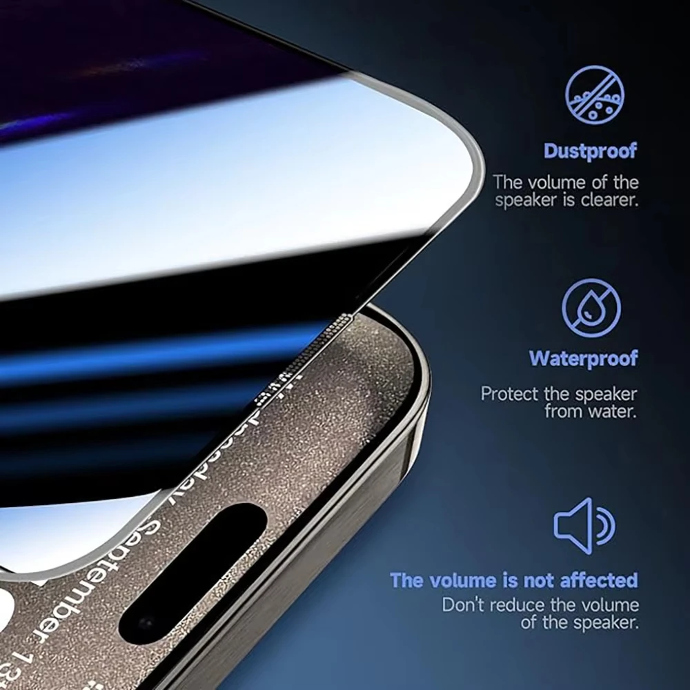 3 قطعة واقي شاشة الخصوصية الخالي من الغبار لهاتف آيفون 16E 2025 13 14 12 11 15 Pro Max 16 Plus 16 Pro ملحقات زجاجية تركيب