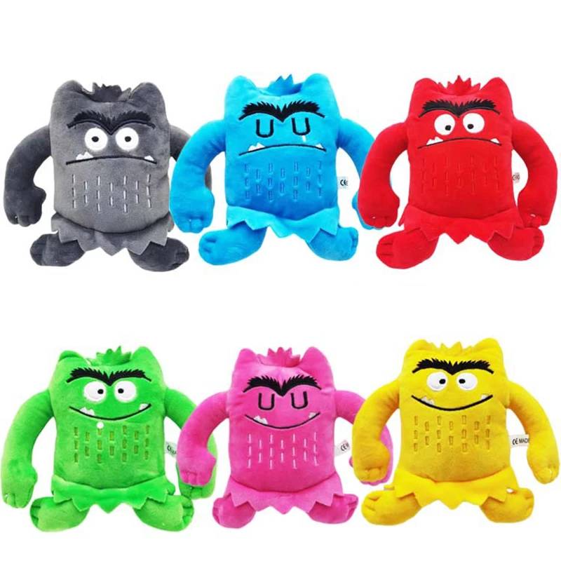 6PCS Kawaii Emotion Monster Plush Toys - 6 Colors Soft Stuffed Animals, Cute Educational Sensory Toys for Kids Birthday Gifts &