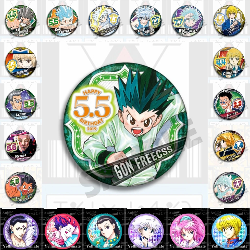 58mm Anime HUNTER×HUNTER Illumi Zoldyck Hyskoa Morroh Machi Komachine Cosplay COSTUME Badge Pin SPTE Tinplate Brooch Prop Gilf﻿