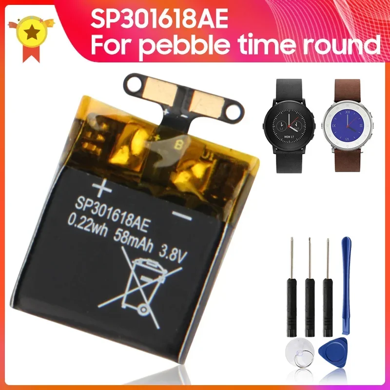 

Replacement Battery SP301618AE For Pebble Time Round High Quality Batteries With Tool 58mAh 3.8V