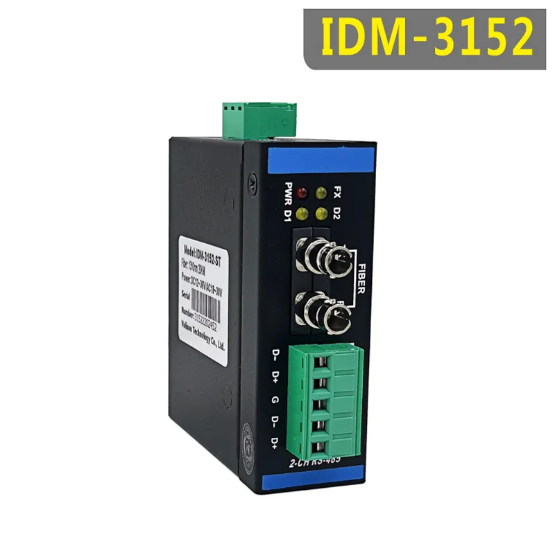 Industrial 2 cara 485 Optical Fiber Transceiver RS485 ke Optical Fiber Converter 12V24V Guide IDM-3152