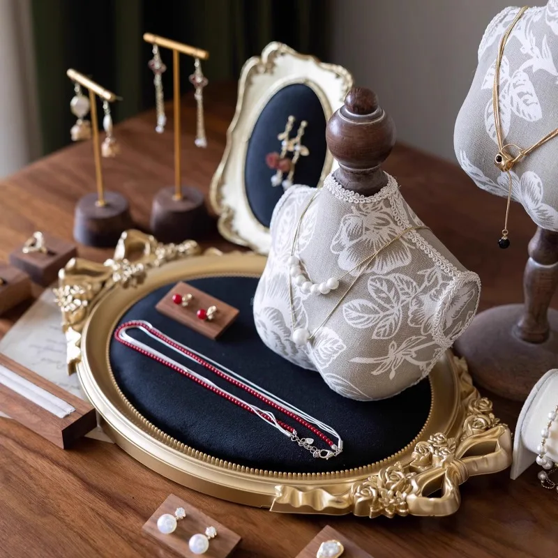

Retro Jewelry Display Holder Window Counter Earring Display Stand Live-streaming Necklace Storage Rack Luxury Jewelry Organizer