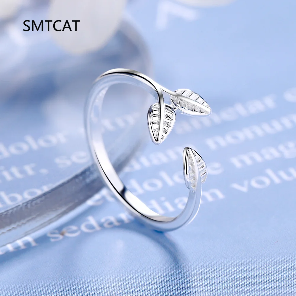 

Открытое кольцо из стерлингового серебра 925 пробы с листьями ветки для женщин, регулируемые кольца с полыми листьями для девочек, летние праздничные ювелирные изделия, подарок