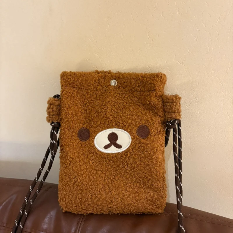 

Милая сумка через плечо Rilakkuma, портативная сумка через плечо с магнитной пряжкой, дорожная сумка для хранения косметики, подарки на день рождения для друга