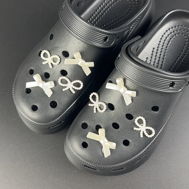 8 قطعة مجموعة سحر الأحذية الموضة اكسسوارات ثقب إبزيم الحذاء لطيف اللؤلؤ القوس DIY بها بنفسك الأحذية زينة الاطفال حفلة امرأة الفتيات هدية