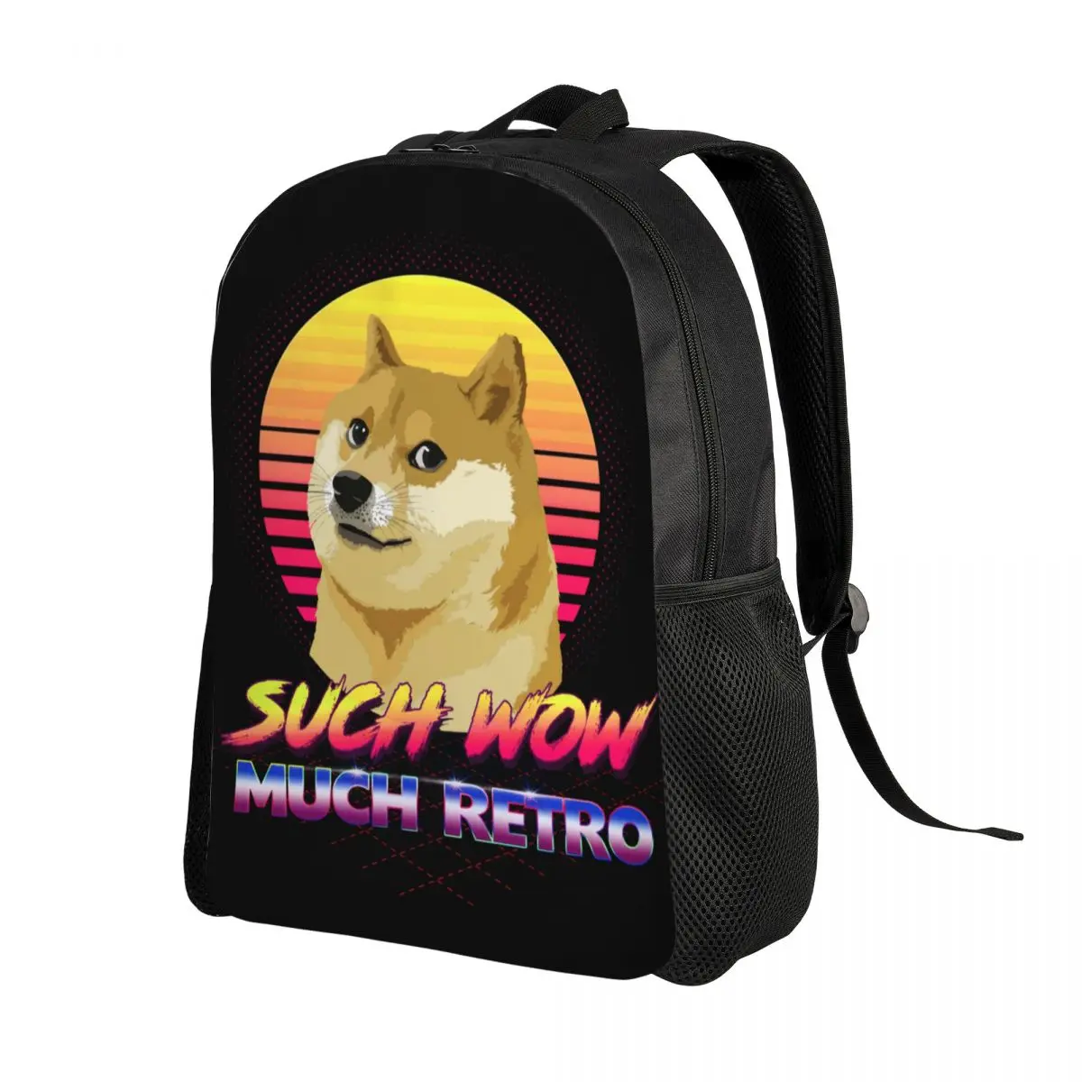 Sacos personalizados Shiba Inu para a escola universitária, moda Bookbag, Cheems retro, mochilas doge para mulheres e homens