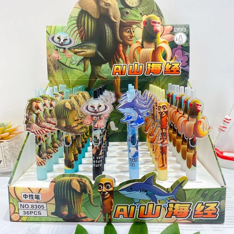 15/10 قطعة قلم الصحافة Brainrot الإيطالي Tingtengtung Sahur صندوق أعمى أقلام 0.5 مللي متر هلام القلم الإبداعية طالب القرطاسية #4