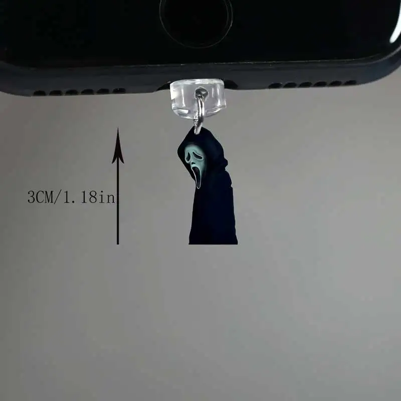 Colgante acrílico con cara de fantasma para teléfono, tapón antipolvo para iPhone, xiaomi, Samsung, accesorios para teléfono con cara de fantasma