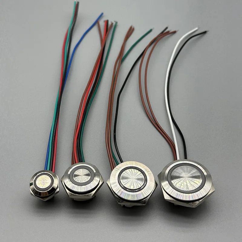 12mm Metal Push Button Switch Self-Reset with Wire with Terminal Ultra-Thin Waterproof Switch