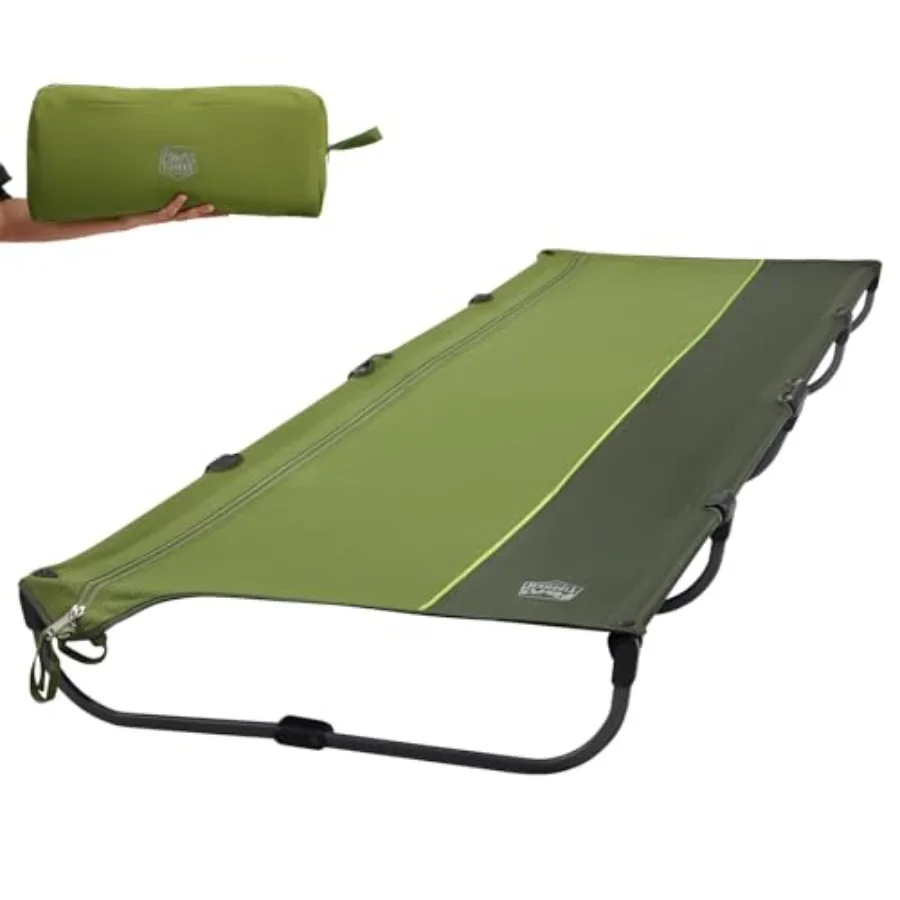 

20-Second Quick Set-Up Camping Cot Lightweight Aluminum Folding Cot Low Profile with Zipper Closure Portable Carry Bag for Camp