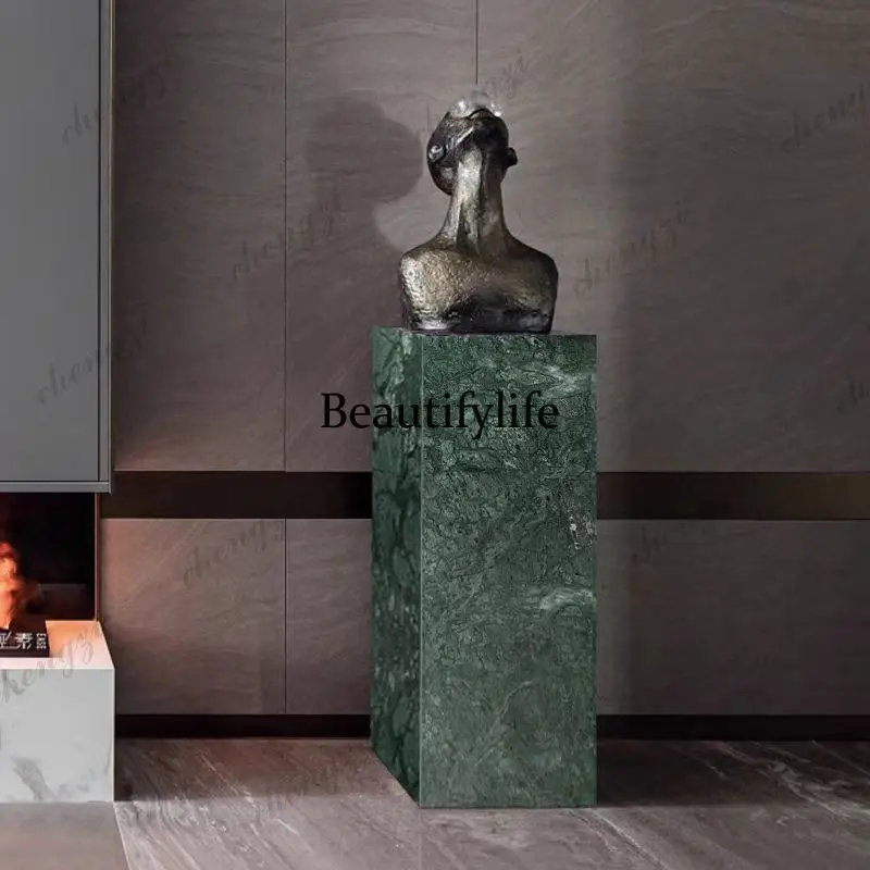 Green marble base sculpture display platform bottom platform exhibition hall handicraft ornament decoration table