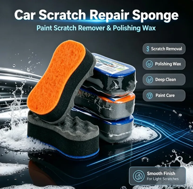 High‑Density Honeycomb Car Washing Sponge Three‑Layer Wavy Design Car Cleaning Sponge Block Car Polishing Wash Tool