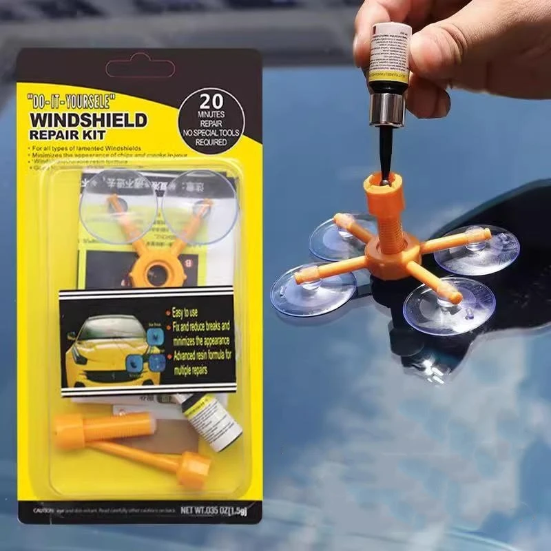 Windshield Car Crack Repair Kit DIY Window Mobile Screen Kit Cure Glue Car Glass Scratch Crack Repair Accessories Clean Neat