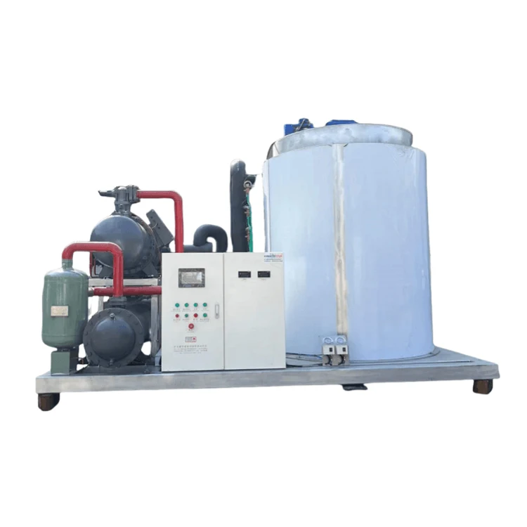 Supermarket Fresh Food Processing Hygienic Integrated Flake Ice Maker Automatic Compressor 500/1000/100kg Ice Storage Capacity