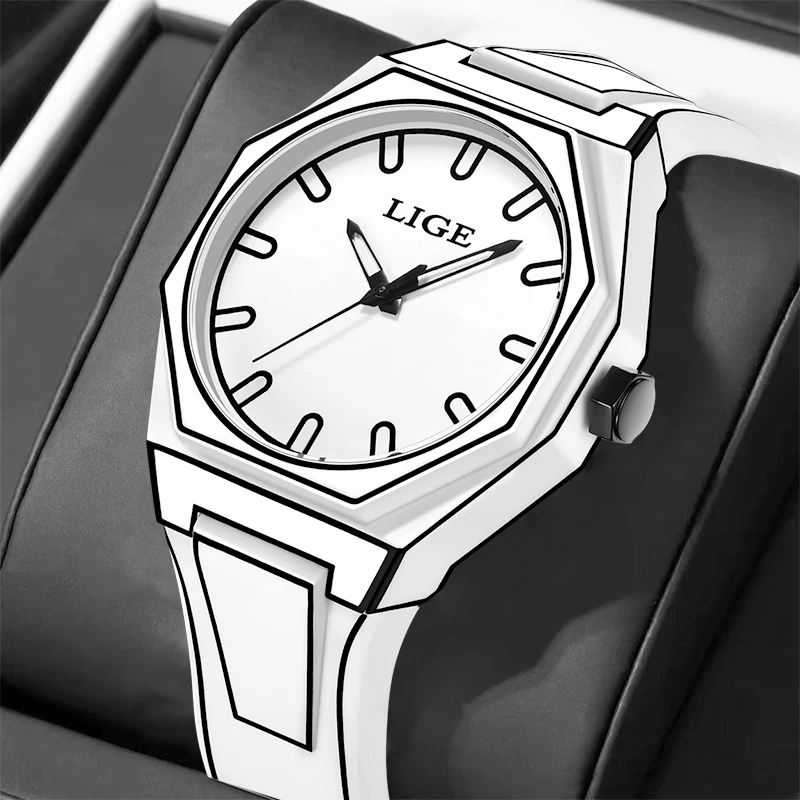 

LIGE Design Quartz Watch Creative Fashion Luxury Funny Sports Modern Sketch Simple Silicone Luminous Waterproof Watches for Men