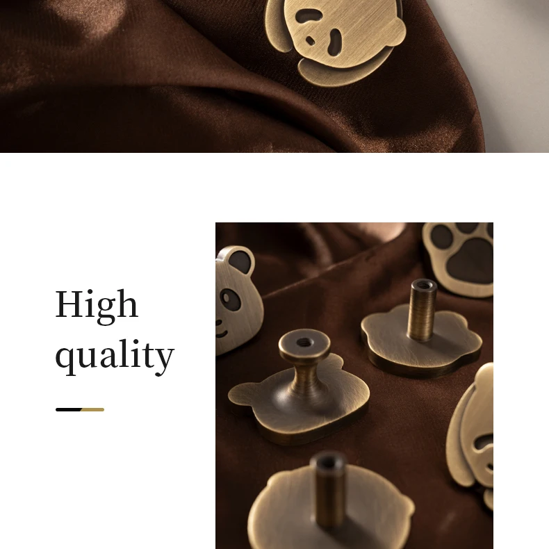 Panda furniture knob in antique brass — product image 3