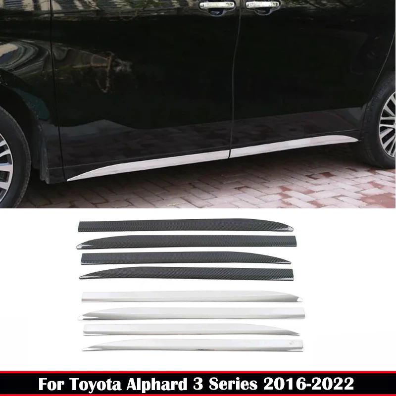 

Для Toyota Alphard 30 серии 2016-2022 ABS карбоновое волокно, молдинг кузова боковой двери автомобиля, защита от царапин, аксессуары для боковой полосы