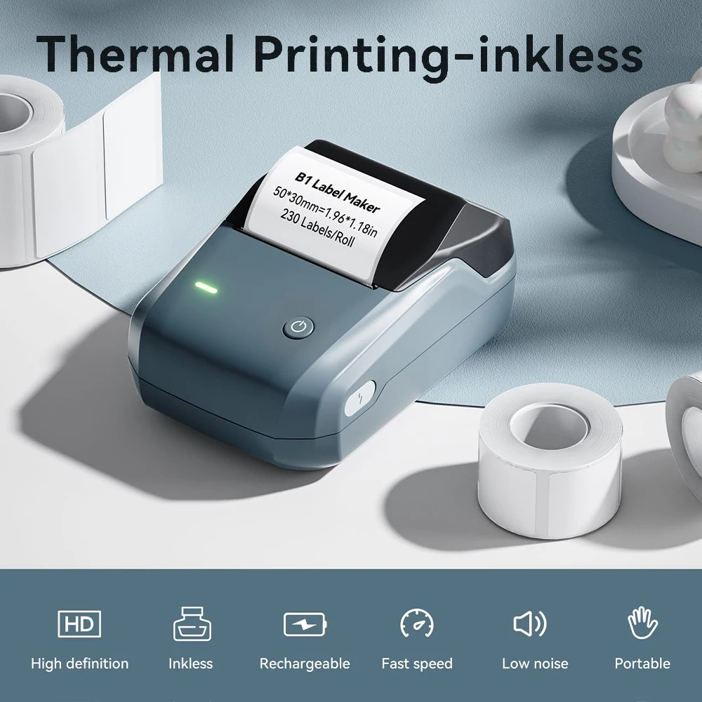 Niimbot B1 Mini Portable Thermal Printer 20-50mm Adhesive Label Printer Mobile Wireless Bluetooth Tags Price Labeling Machine