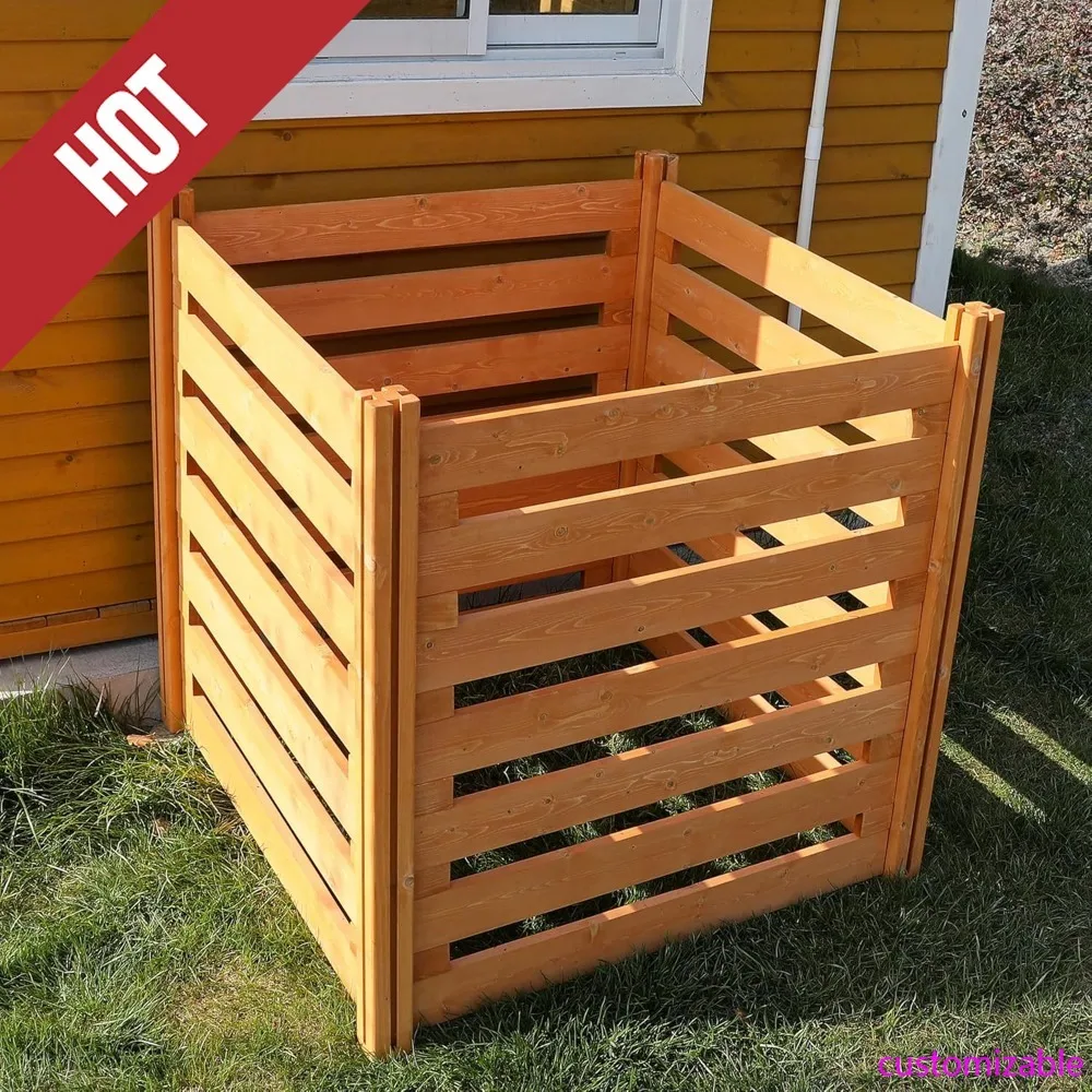 

Hot-Air Conditioner Fence Wood Composter Bin 4 Panels 36"L X 36"W X 36"H Privacy Screens Fence Panels For Outside, Outdoor Trash