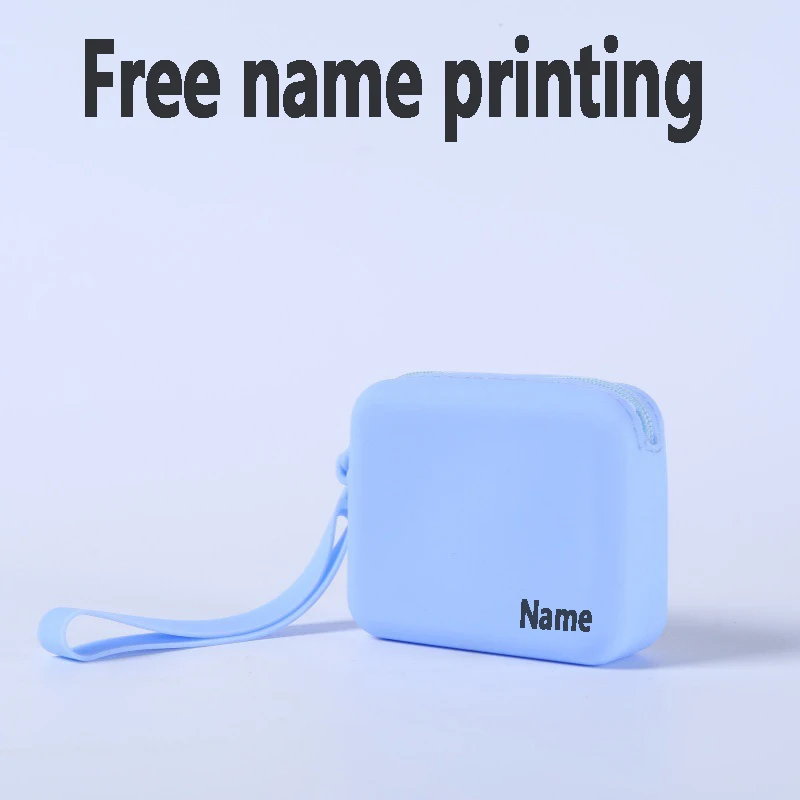 Minimalist mini silicone storage bag with free name printing, makeup change, rectangular storage bag, personalized customization