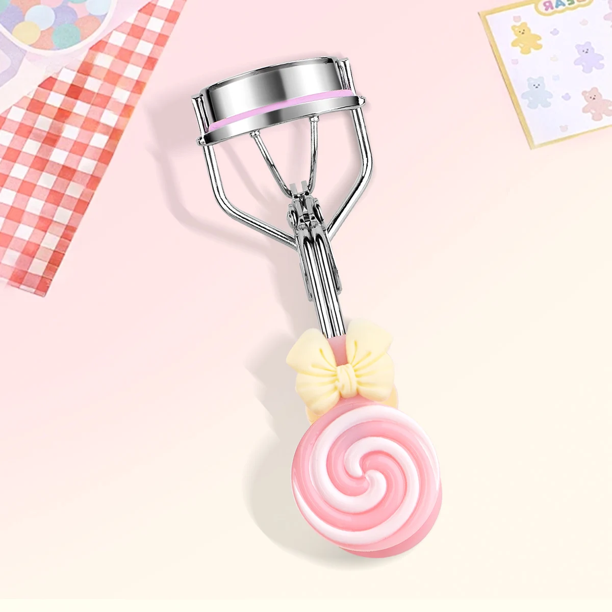 1/6/16pcs Lollipop Handle Eyelash Curler with Replaceable Adhesive Tape, Which Is Friendly for Beginners.