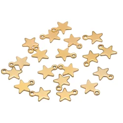 20Pcs/bag 8x10mm Gold Color Stainless Steel Star Charms Pendant For Earrings Necklace Crafts DIY Jewelry Making Handmade Craft