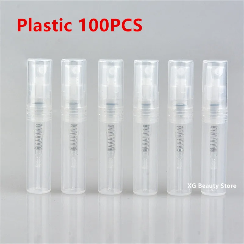 100/200/400 Stuks 2 Ml Draagbare Doorzichtige Plastic Spray Fles Parfumflesje Verstuiver Mini Monster Reageerbuis dunne Huisdier Flesjes Groothandel