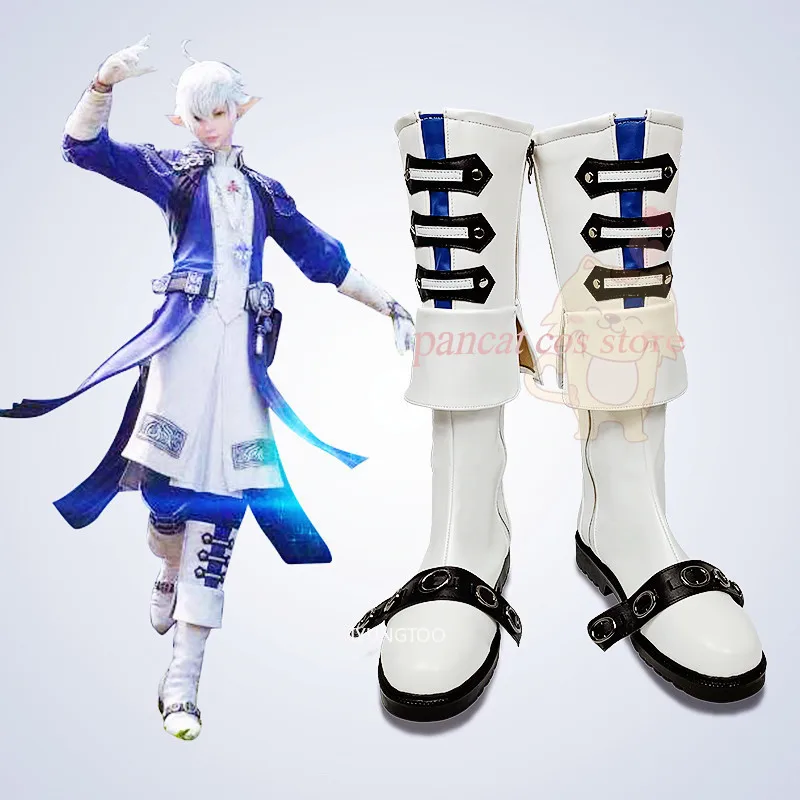 Final Fantasy Alphinaud Leveilleur Cosplay Shoes Comic Anime Cos Long Boots Cosplay Costume Prop Shoes for Con Halloween Party