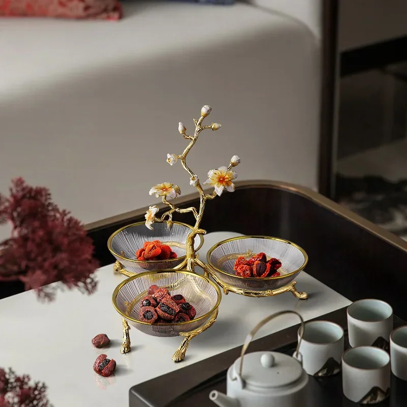 Magpie glass fruit plate model room living room dining table coffee table home soft decoration ornament