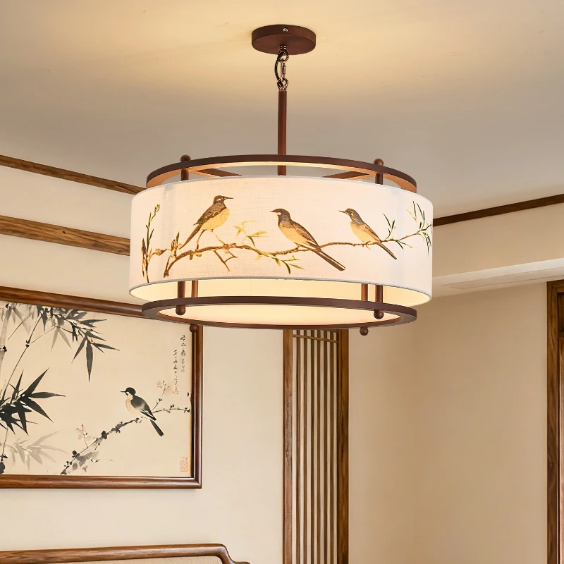 Japanese Wabi-Sabi Style Cloth Pendant Lights for Restaurant Dining Table Wavy Lamps Hanging Ornaments Circular Disk Luminaires