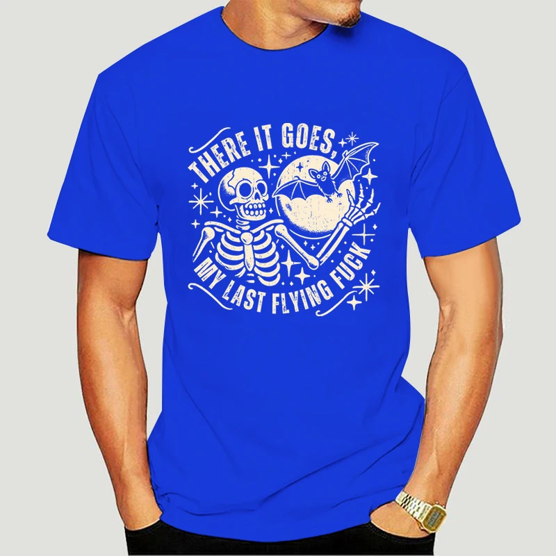 Mens T Shirts There It Goes My Last Flying Funny Skull Print Men T-shirts Clothing Funny Halloween T-shirts Harajuku Streetwear