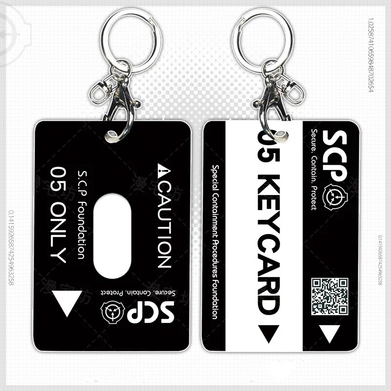 SCP Foundation Cosplay Game Card Set Access Control Key Chain Student Bus Meal Card Keyring Accessories Pendant