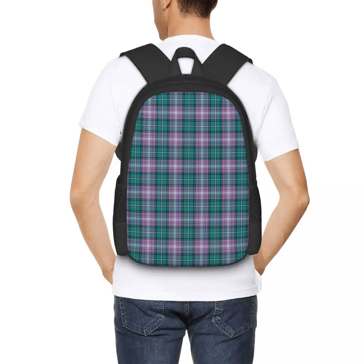 Purple Scottish Tartan Plaid Backpack Hot Sale Daypack Large Capacity Kids BookBag School Bag Shoulder Bags for Men Women