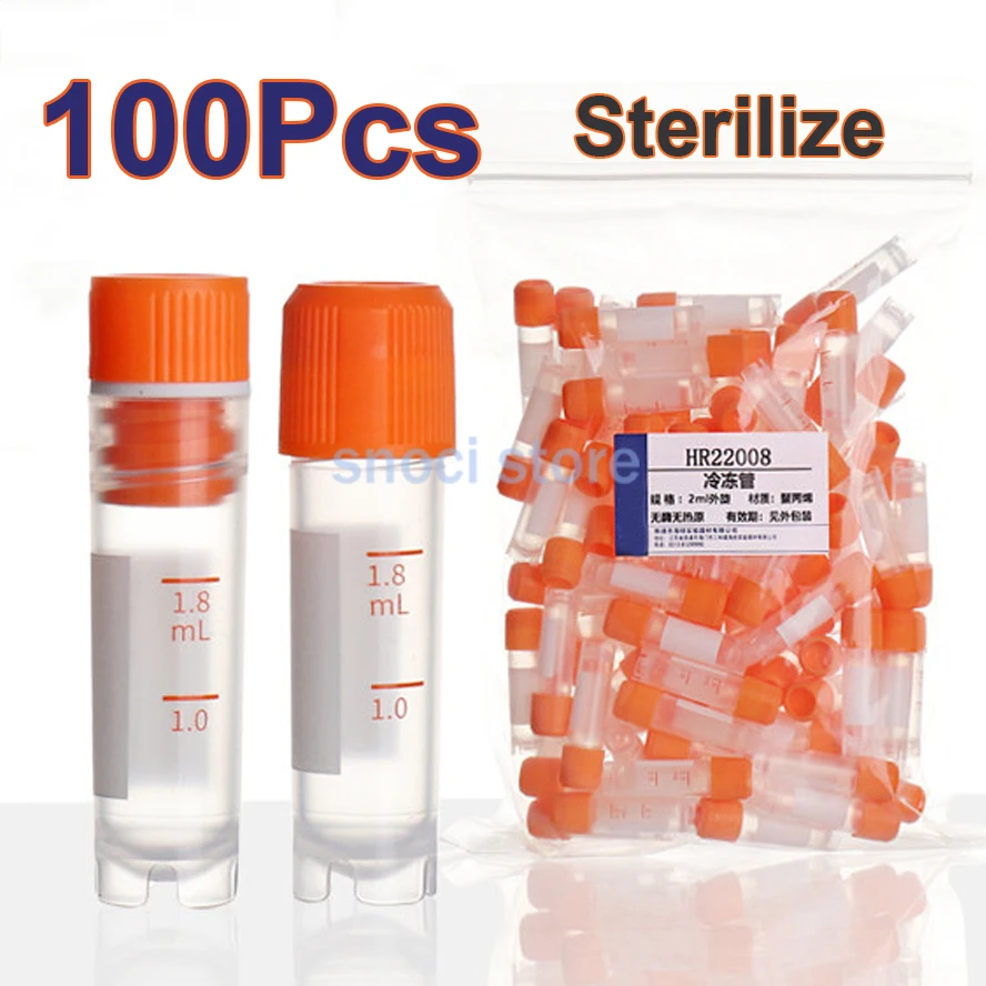 2ml Cryopreservation Tubes Sterile Cryotubes Freezing Tube CryoTube Laboratory PP Plastic Cryogenic Vials -196°C To 121°C,100Pcs