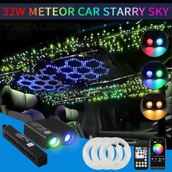 32W Meteor Car Starry Sky Fiber Optic Light Kit Star Ceiling LED Ambient Light Home Interior Decor Star Light Music Control