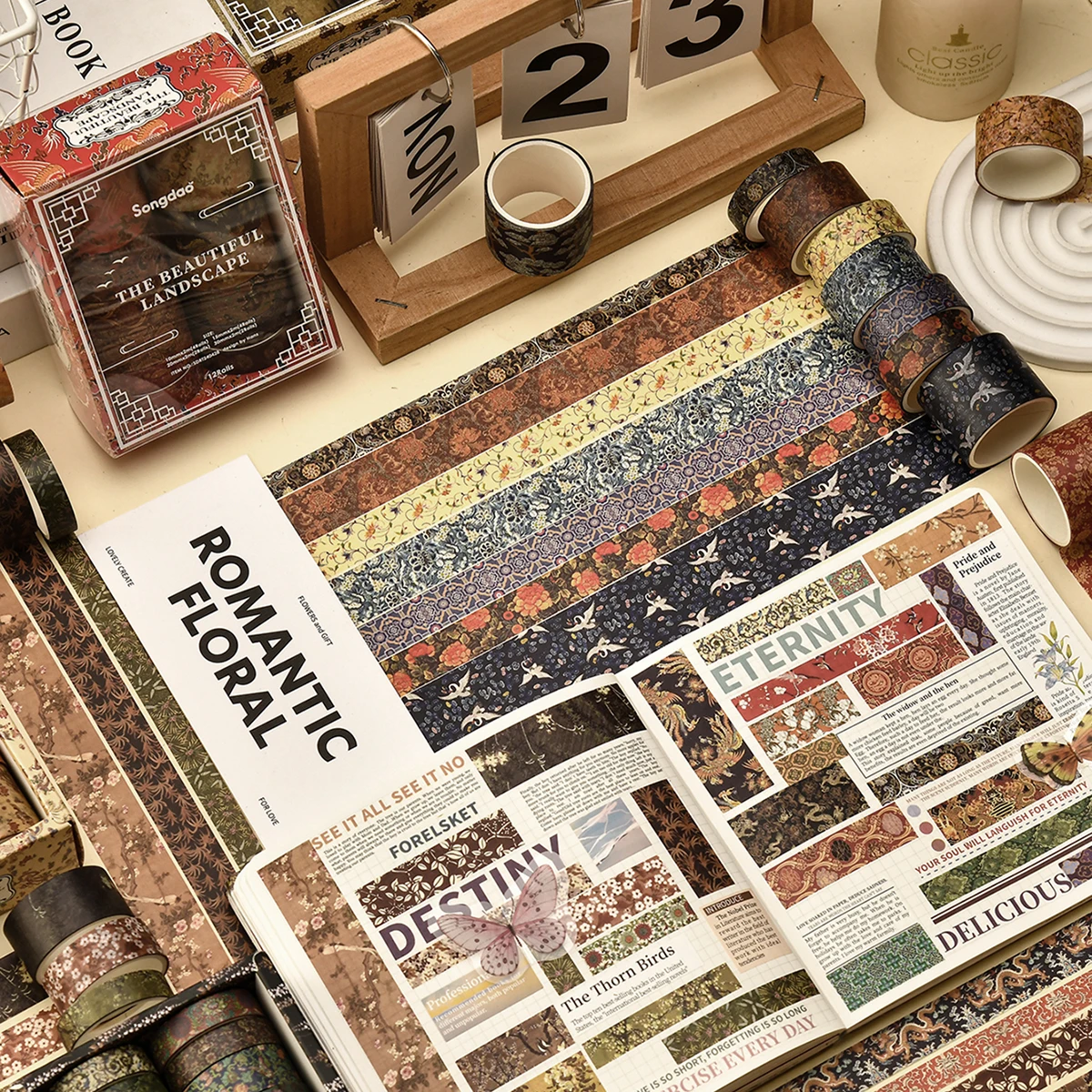 

Набор из 12 рулонов винтажной декоративной ленты васи в коробке, декоративные ленты для творчества и упаковки подарков.