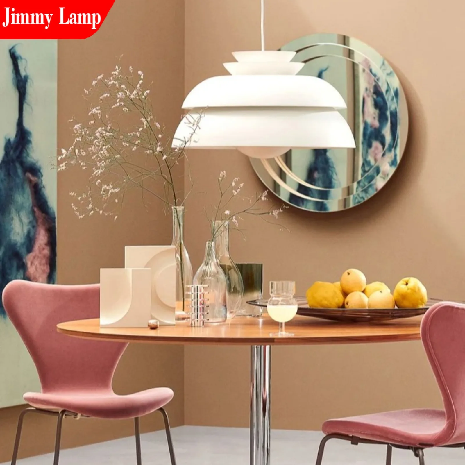 

Jimmy Denmark Designer LED Round White Pendant Lamp for Living Room Bedroom Study Bar Dining Room Indoors Decor Fixtures