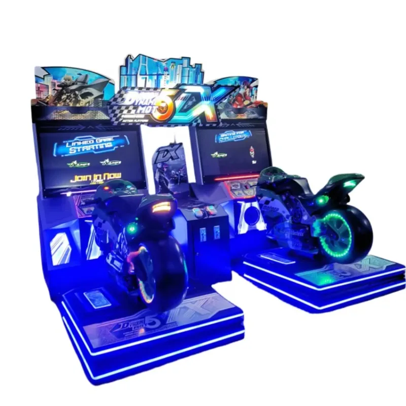 2026 New  2 Seats Arcade 5DX Dynamic Bike Racing Game Machine Super Motor Simulator With 42 Inch HD LCD  Operated Customized