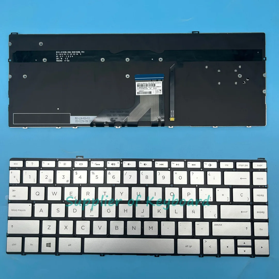 NEW Latin Spanish Keyboard For HP ENVY 13-ar 13-ar0000 13-ar0001la 13-ar0002la 13-ar0003la Backlit Brown/Silver