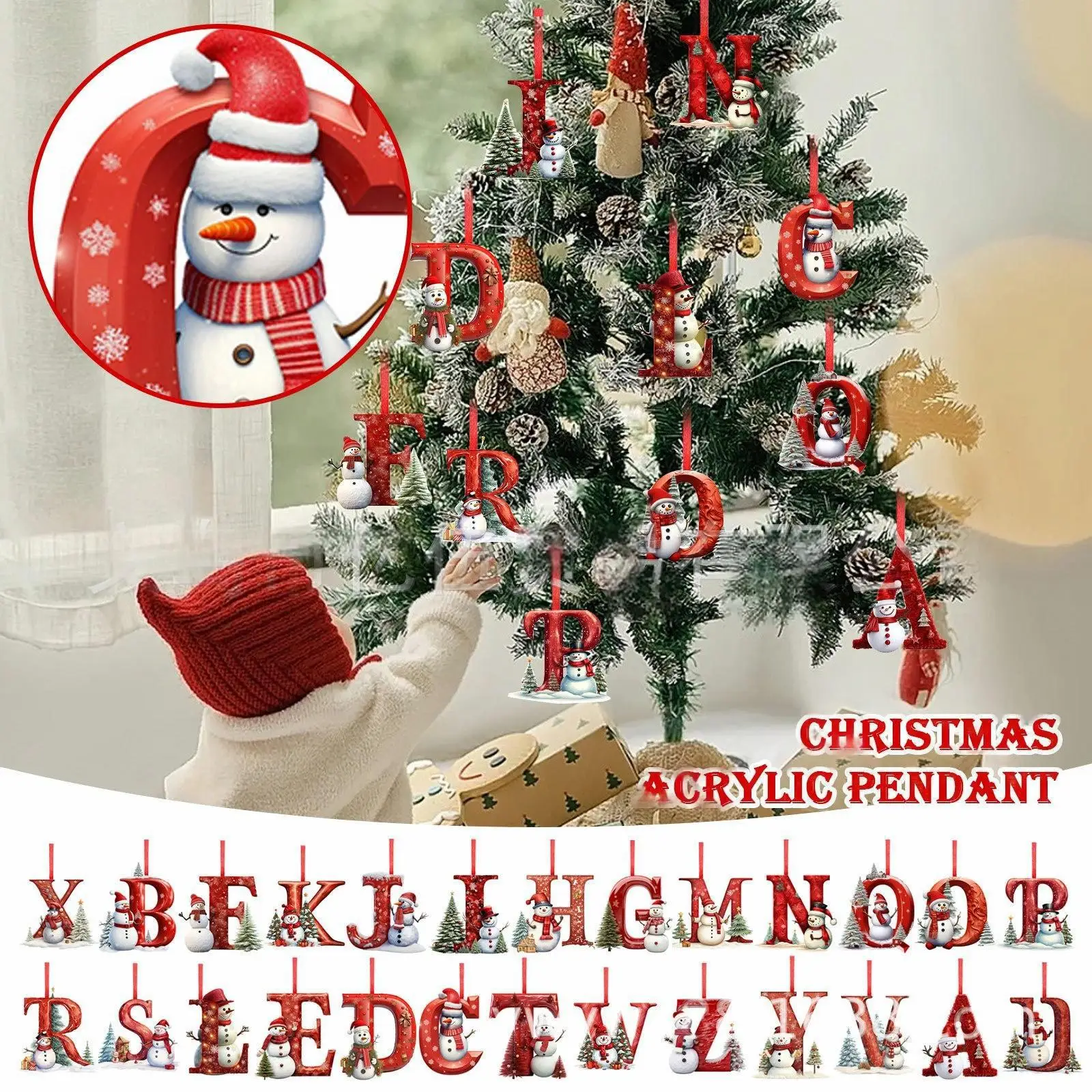 

New Christmas Tree Decoration 2D Letter Pendant Acrylic 26 Letter Pendant Hanging Christmas Tree Ornament Accessories navidad
