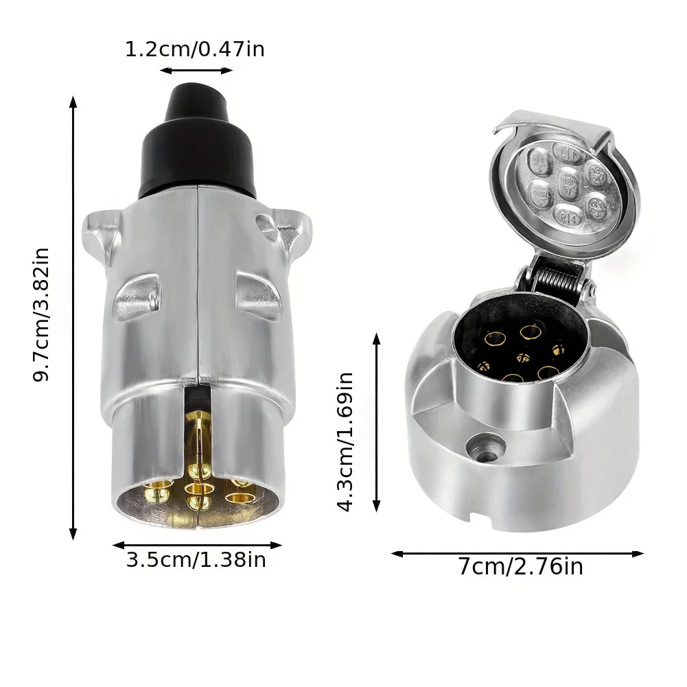 Automotive Parts M3004+TM3012 Trailer Connector Aluminum Alloy 7-Core Socket Set Traction Electrical Connector Replacement