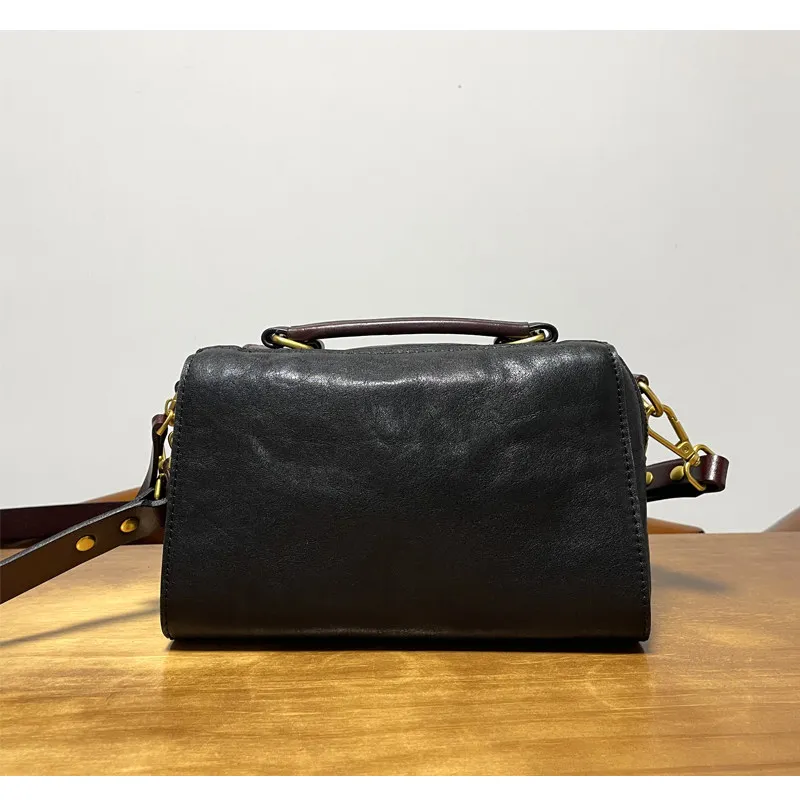 Vegetable tanned first layer cowhide retro casual messenger bag