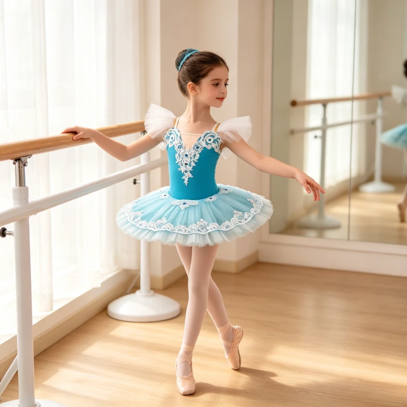 プリンセスパフォーマンス妖精チュチュ子供服バレエレオタード女の子のためのドレスステージ衣装ダンスウェア夏子供服