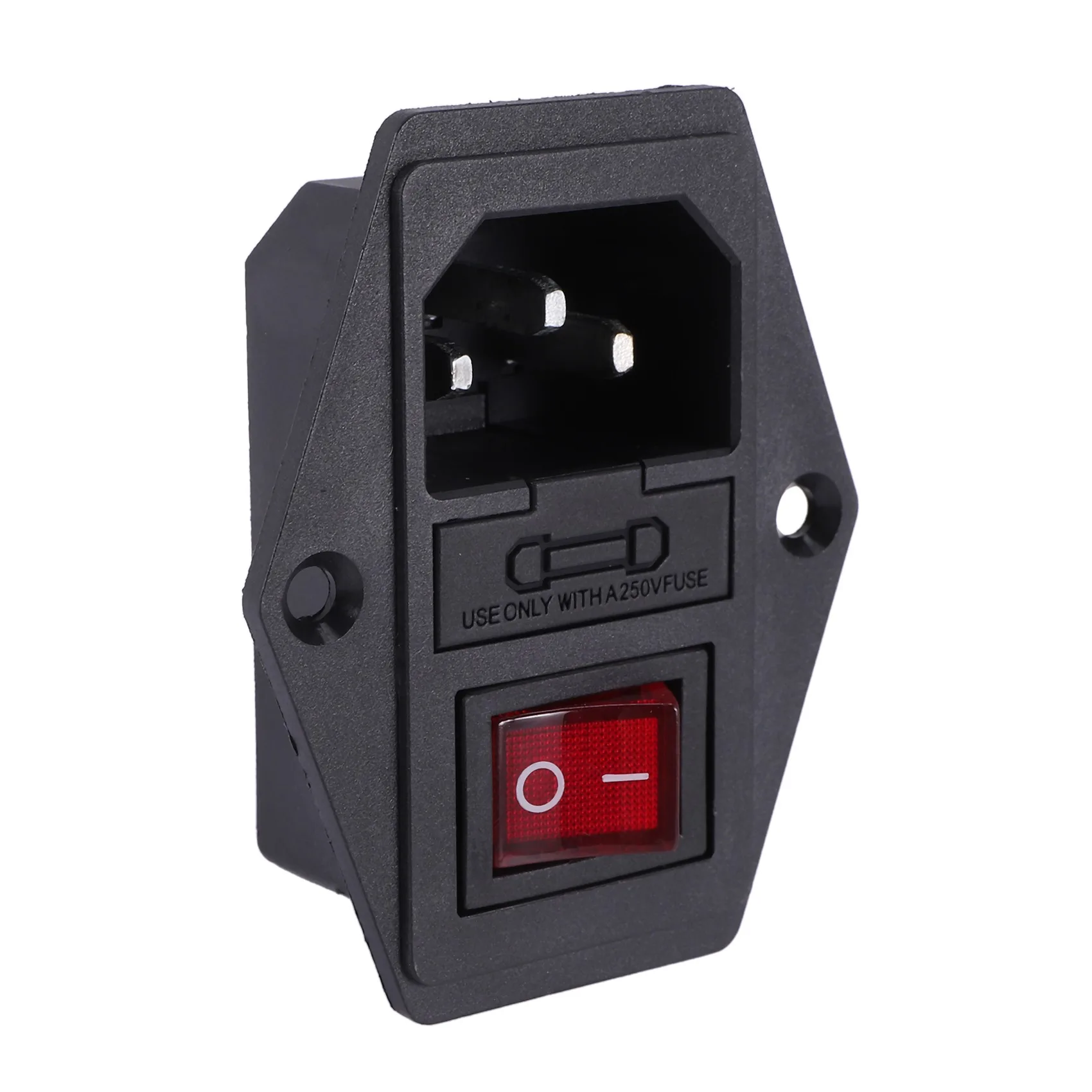 3 Pin IEC320 C14 Inlet Module Plug Fuse Switch Male Power Socket 10A 250V