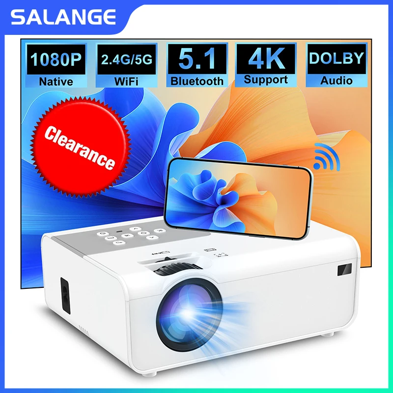 

Salange P92S Projector Miracast Version Native 1080P Support 4K 3D Zoom 5G Wifi BT5.1 Portable Movie LED Projector Smart Home