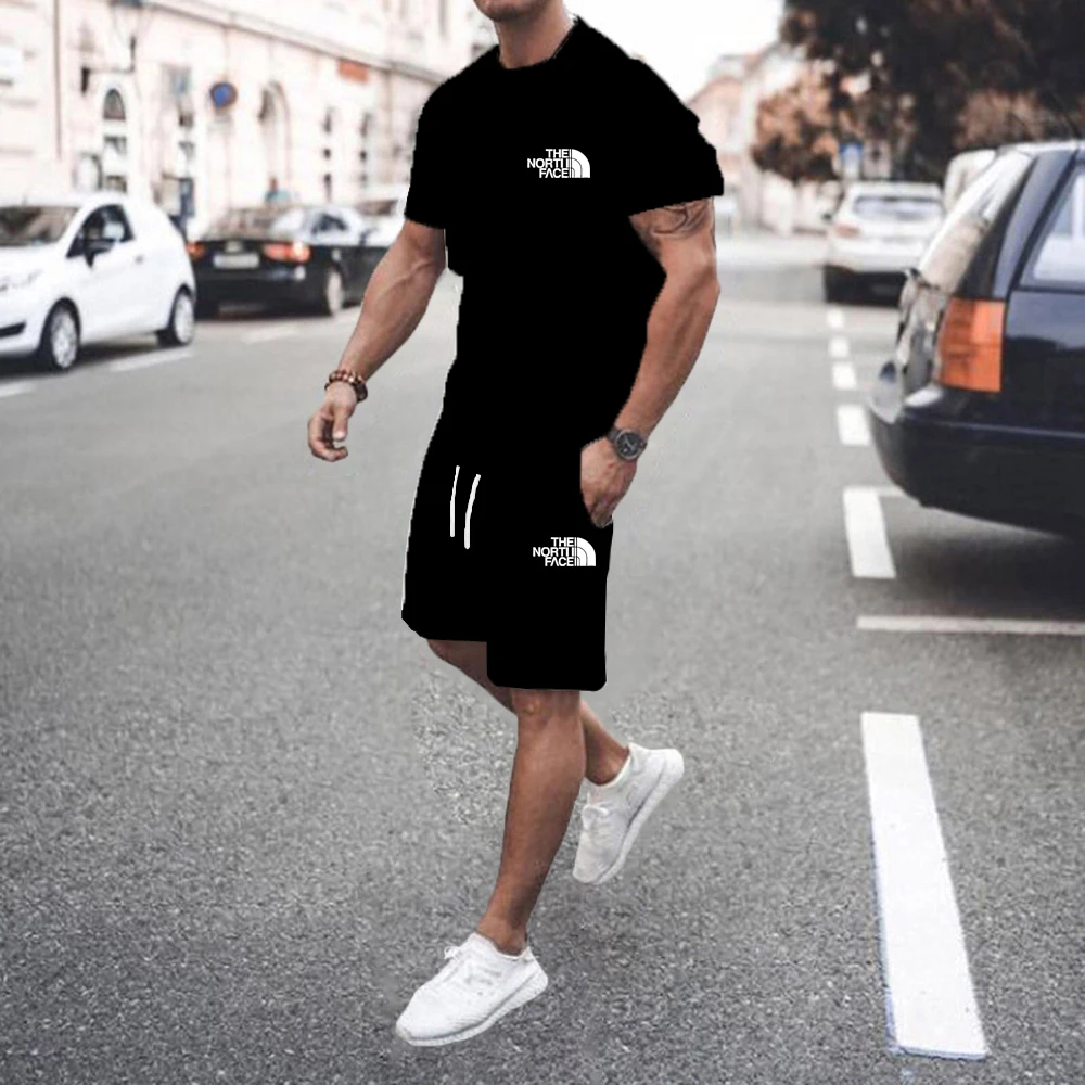 2024 New Summer Men's Set Hot plus-size Casual Fashion Sportswear 3d Digital Printed Men's Short-sleeved T-shirt Suit